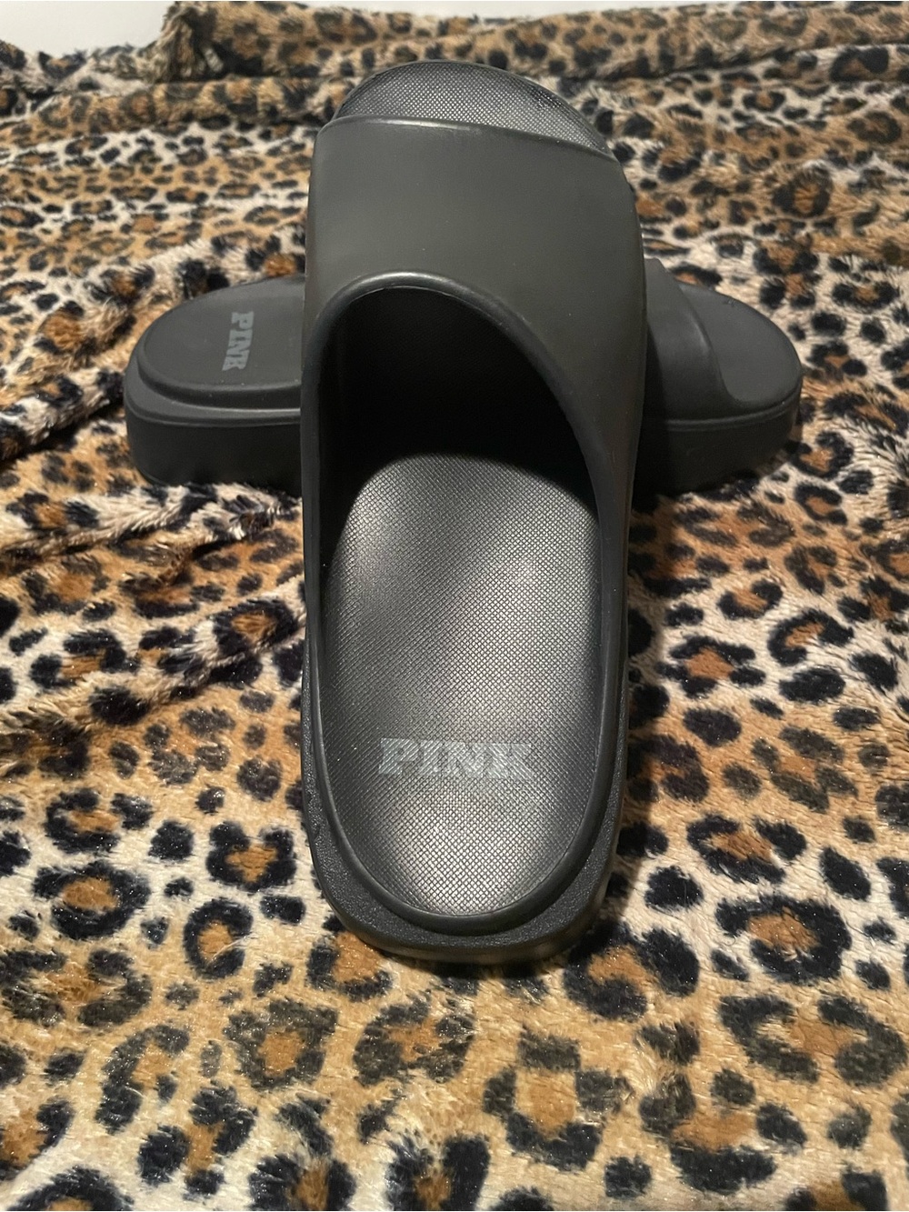PINK Victoria's Secret Black Slide Sandals